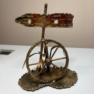 Vintage Brutalist Mixed Metal Water Wheel Sculpture Mid Century Modern Hong Kong